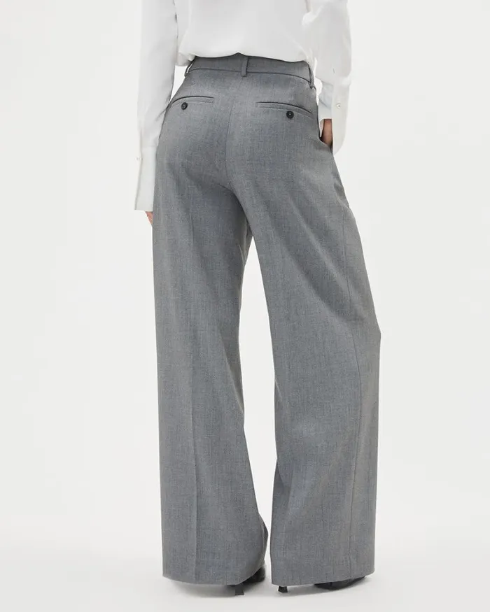 RWandCO Suits Grey WideLeg HighRise Pant Medium Grey Mix 8211 Women RWandCO Suits Grey WideLeg HighRise Pant Medium Grey Mix 8211 Women