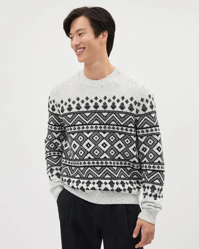 RWandCO Sweaters and Cardigans FairIsle LongSleeve CrewNeck Sweater Bright White 8211 Men RWandCO Sweaters and Cardigans FairIsle LongSleeve CrewNeck Sweater Bright White 8211 Men