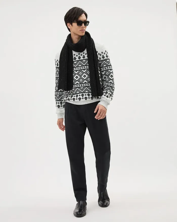 RWandCO Sweaters and Cardigans FairIsle LongSleeve CrewNeck Sweater Bright White 8211 Men RWandCO Sweaters and Cardigans FairIsle LongSleeve CrewNeck Sweater Bright White 8211 Men