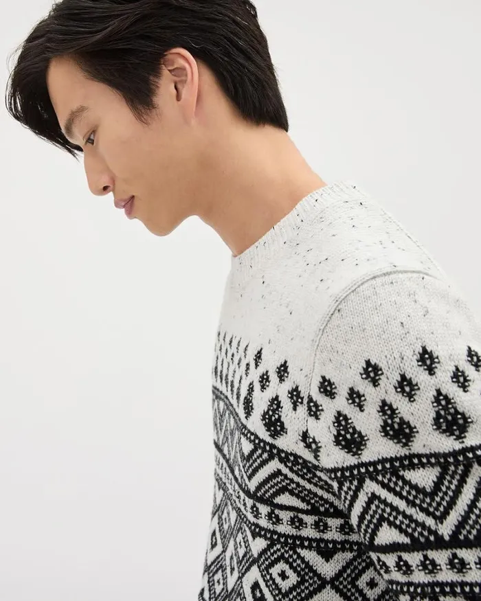 RWandCO Sweaters and Cardigans FairIsle LongSleeve CrewNeck Sweater Bright White 8211 Men RWandCO Sweaters and Cardigans FairIsle LongSleeve CrewNeck Sweater Bright White 8211 Men