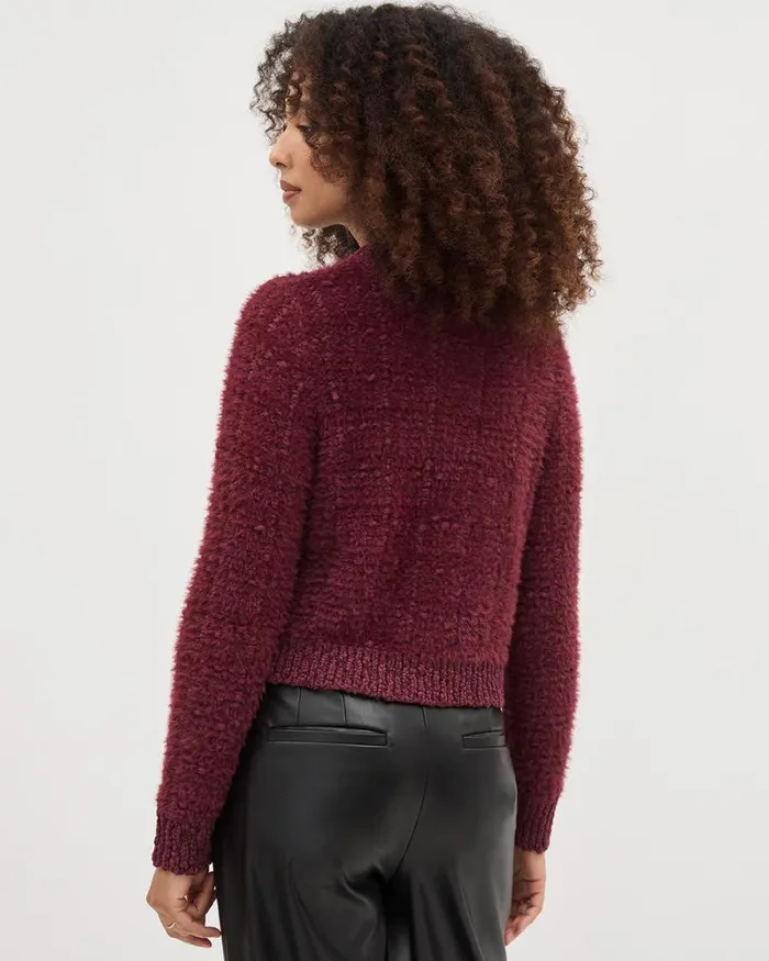 RWandCO Sweaters and Cardigans LongSleeve FeatherYarn Short Cardigan Burgundy 8211 Women