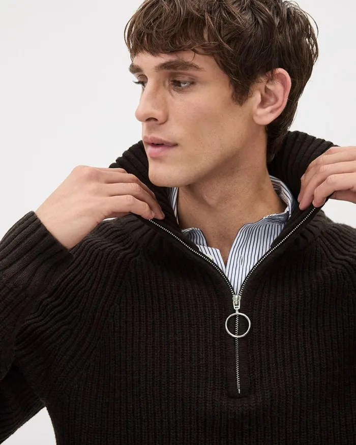 RWandCO Sweaters and Cardigans LongSleeve HalfZip MockNeck Sweater Espresso Bean 8211 Men RWandCO Sweaters and Cardigans LongSleeve HalfZip MockNeck Sweater Espresso Bean 8211 Men