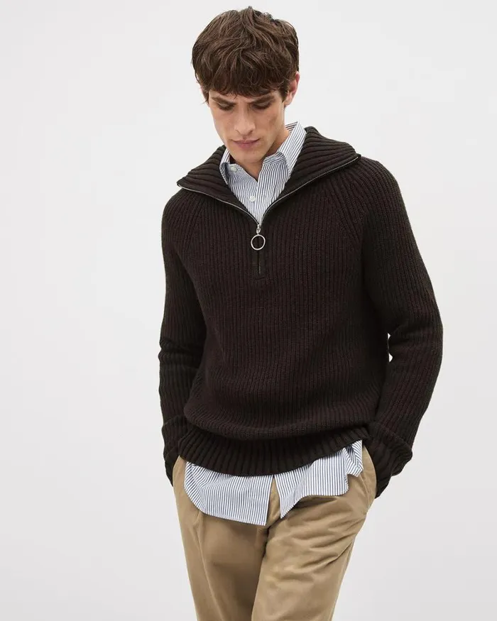 RWandCO Sweaters and Cardigans LongSleeve HalfZip MockNeck Sweater Espresso Bean 8211 Men RWandCO Sweaters and Cardigans LongSleeve HalfZip MockNeck Sweater Espresso Bean 8211 Men