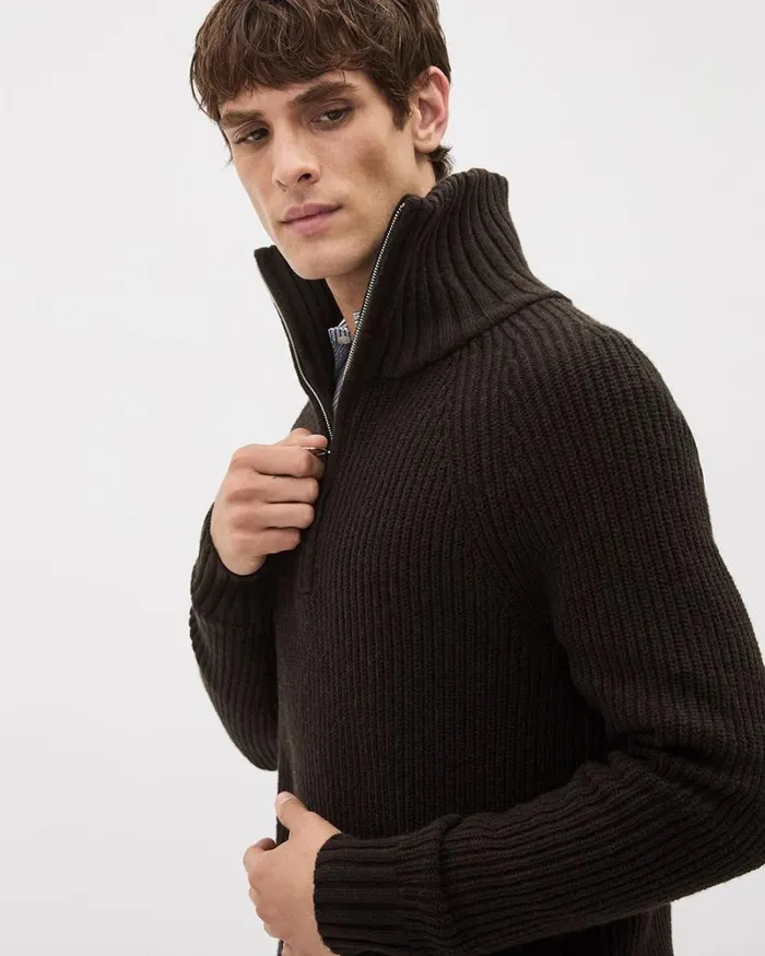 RWandCO Sweaters and Cardigans LongSleeve HalfZip MockNeck Sweater Espresso Bean 8211 Men RWandCO Sweaters and Cardigans LongSleeve HalfZip MockNeck Sweater Espresso Bean 8211 Men