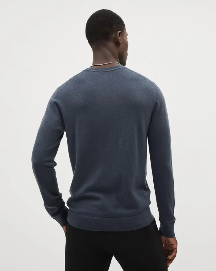 RWandCO Sweaters and Cardigans LongSleeve MerinoWool Crewneck Sweater Deep Steel Blue 8211 Men