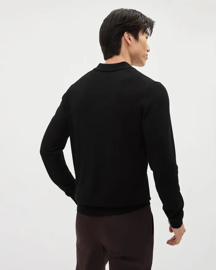 RWandCO Sweaters and Cardigans LongSleeve MerinoWool Polo Black 8211 Men
