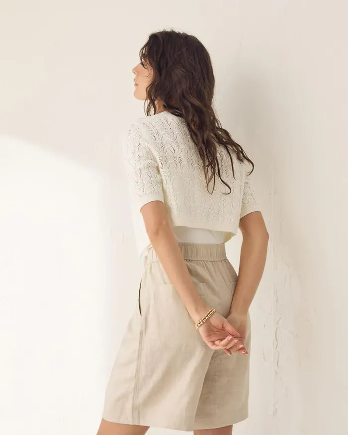 RWandCO Sweaters and Cardigans ShortSleeve Crochet Cardigan Coconut Milk 8211 Women RWandCO Sweaters and Cardigans ShortSleeve Crochet Cardigan Coconut Milk 8211 Women