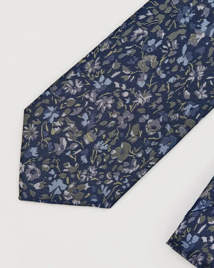 RWandCO Ties and Bow Ties Blue Regular Tie With Floral Pattern Deep Depths 8211 8211 Men RWandCO Ties and Bow Ties Blue Regular Tie With Floral Pattern Deep Depths 8211 8211 Men