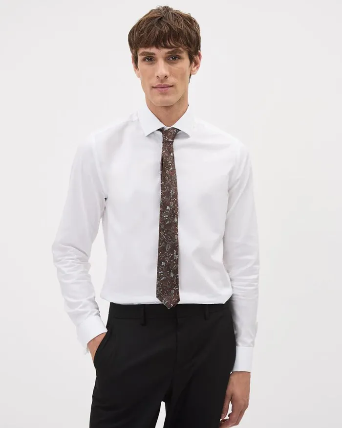 RWandCO Ties and Bow Ties Brown Skinny Tie With Floral Pattern Brown 8211 Men