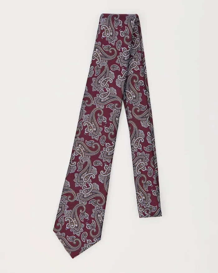 RWandCO Ties and Bow Ties Regular Burgundy Tie With Paisley Pattern Dusty Blue 8211 Men RWandCO Ties and Bow Ties Regular Burgundy Tie With Paisley Pattern Dusty Blue 8211 Men