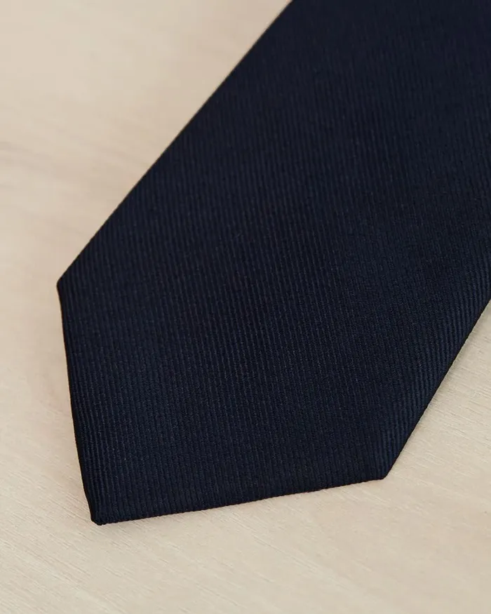 RWandCO Ties and Bow Ties Regular Silk Solid Tie Navy Blue 8211 Men