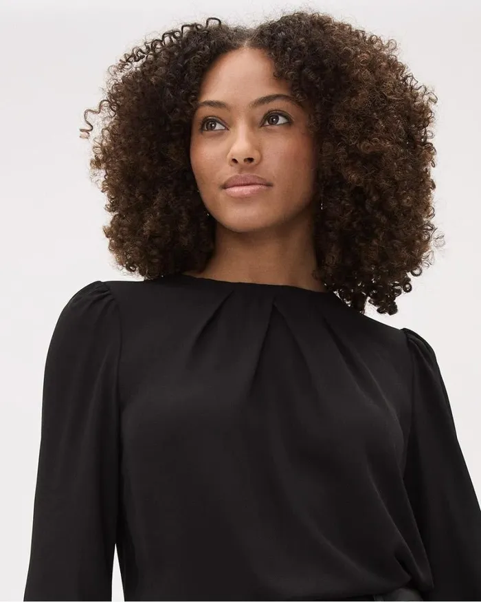 RWandCO Tops LongSleeve CrewNeck MixMedia Blouse Black 8211 Women