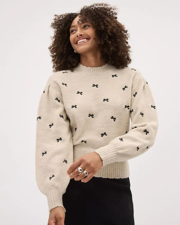 RWandCO Tops LongSleeve CrewNeck Spongy Pullover With Scalloped Trims Sesame Mix 8211 Women RWandCO Tops LongSleeve CrewNeck Spongy Pullover With Scalloped Trims Sesame Mix 8211 Women