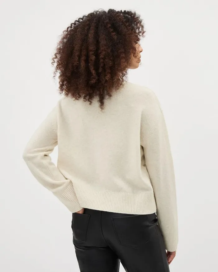 RWandCO Tops LongSleeve MockNeck Merino Sweater Off White Mix 8211 Women RWandCO Tops LongSleeve MockNeck Merino Sweater Off White Mix 8211 Women