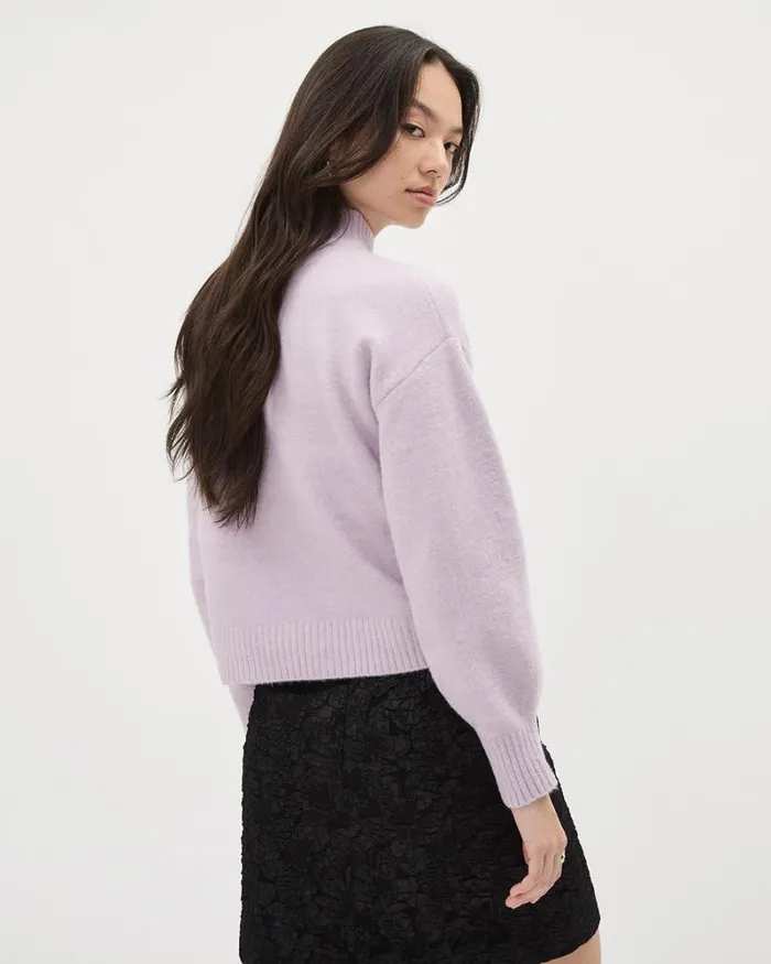RWandCO Tops LongSleeve TurtleNeck Pullover With Flower Embroidery Lavender Frost 8211 Women RWandCO Tops LongSleeve TurtleNeck Pullover With Flower Embroidery Lavender Frost 8211 Women