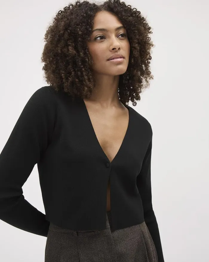 RWandCO Tops LongSleeve VNeck Bolero Black 8211 Women
