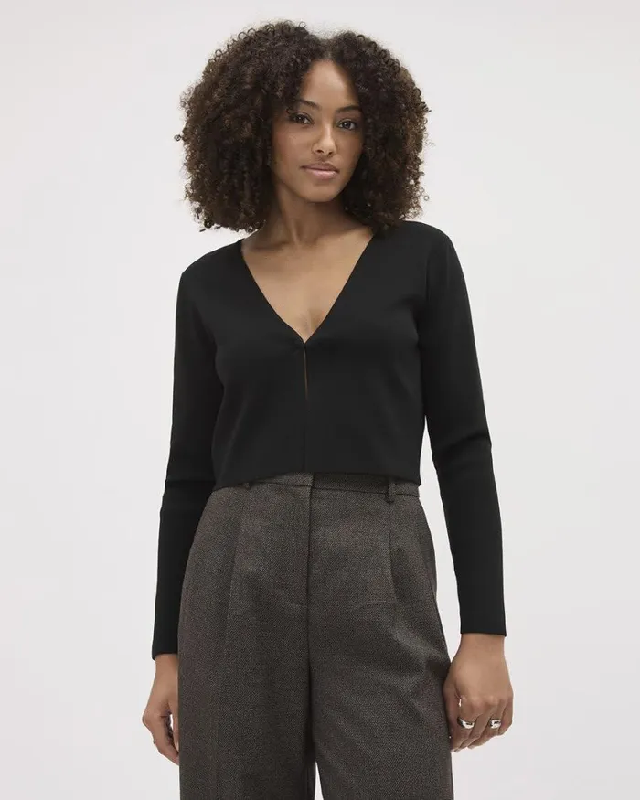 RWandCO Tops LongSleeve VNeck Bolero Black 8211 Women RWandCO Tops LongSleeve VNeck Bolero Black 8211 Women