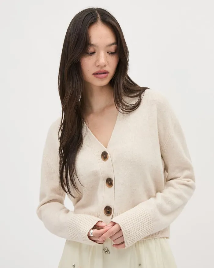RWandCO Tops LongSleeve VNeck Merino Cardigan Offwhite Mix Multi 8211 Women RWandCO Tops LongSleeve VNeck Merino Cardigan Offwhite Mix Multi 8211 Women