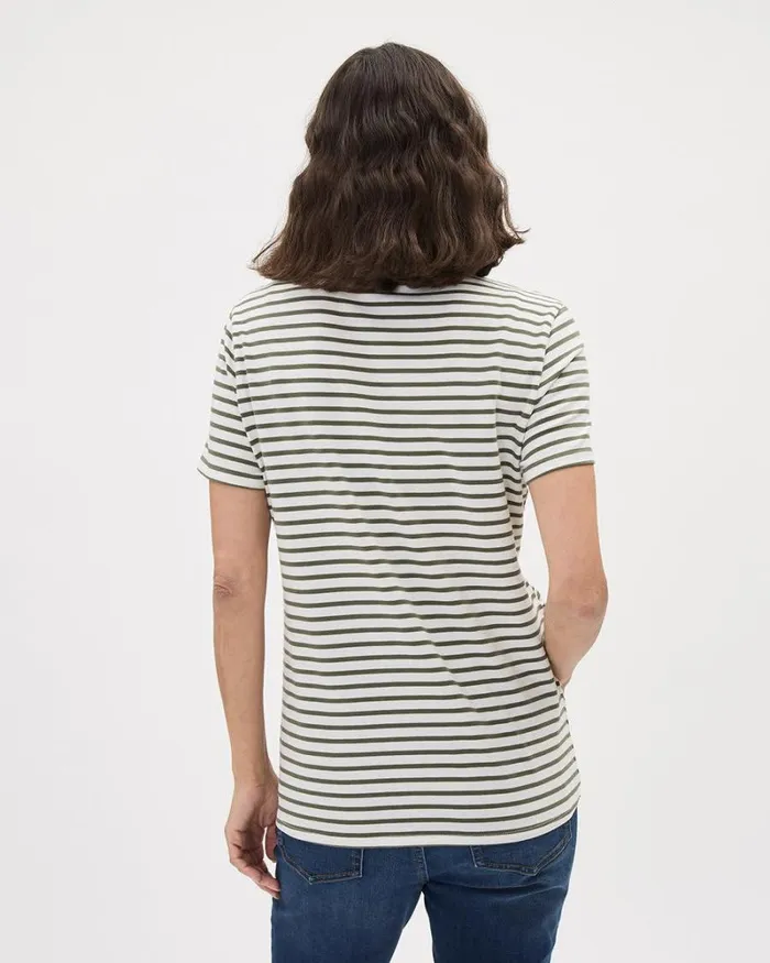 RWandCO Tops The Perfect CrewNeck TShirt With Stripes 8211 Thyme Maternity Four Leaf Clover And Snow White Strippe 8211 Women