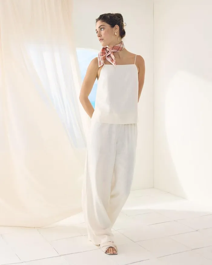 RWandCO Wide Leg Linen MidRise WideLeg Pant Jet Stream 8211 Women