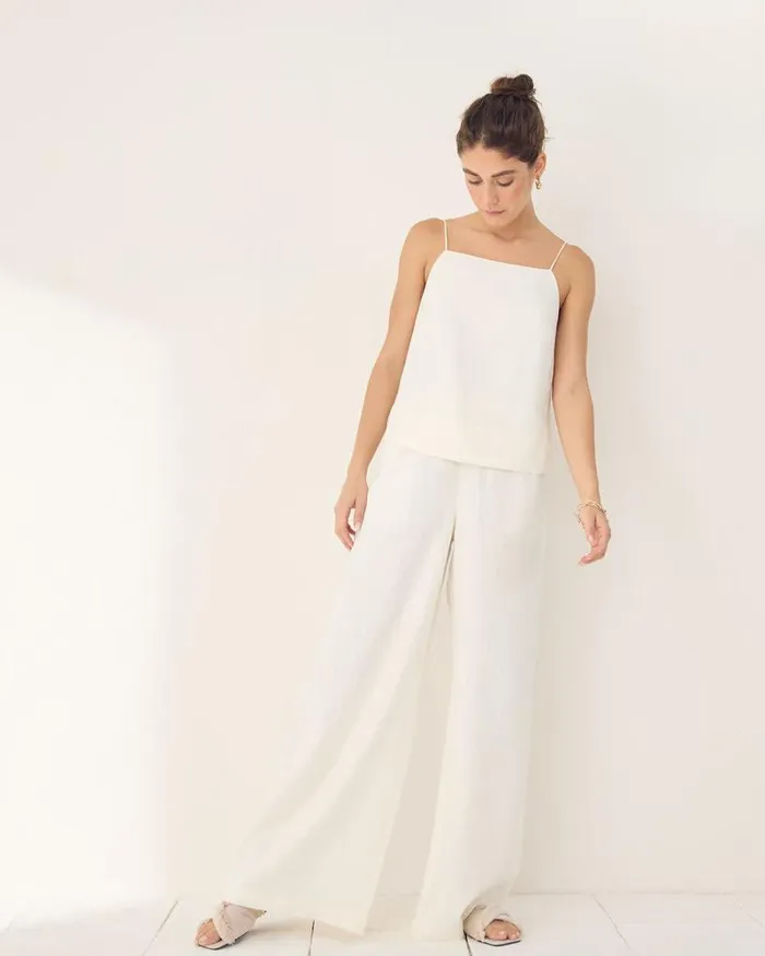 RWandCO Wide Leg Linen MidRise WideLeg Pant Jet Stream 8211 Women RWandCO Wide Leg Linen MidRise WideLeg Pant Jet Stream 8211 Women