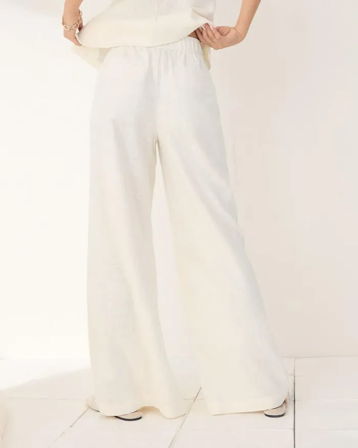 RWandCO Wide Leg Linen MidRise WideLeg Pant Jet Stream 8211 Women RWandCO Wide Leg Linen MidRise WideLeg Pant Jet Stream 8211 Women