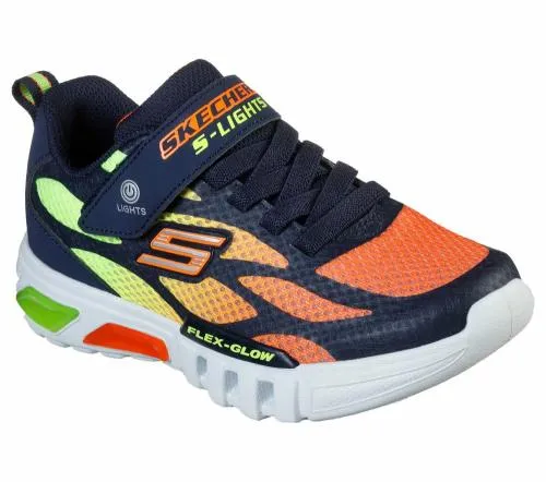 S Lights FlexGlow 8211 Dezlo Navy Orange Kids SKECHERS Kids UK Sizes 9525 S Lights FlexGlow 8211 Dezlo Navy Orange Kids SKECHERS Kids UK Sizes 9525