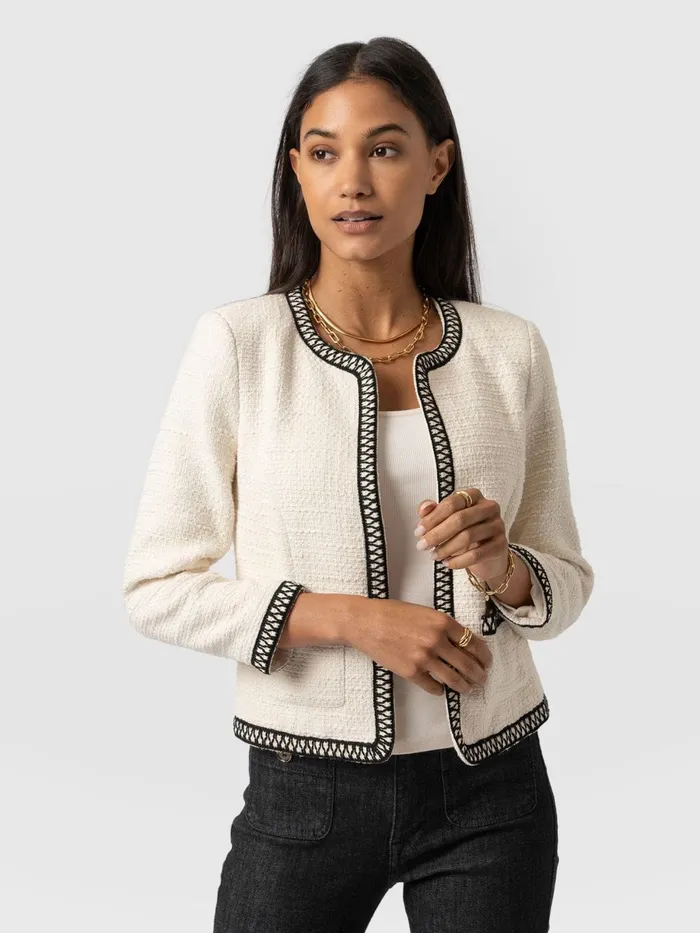 Saint And Sofia Blazers Women Rayner Jacket 8211 CreamBlack Creamblack