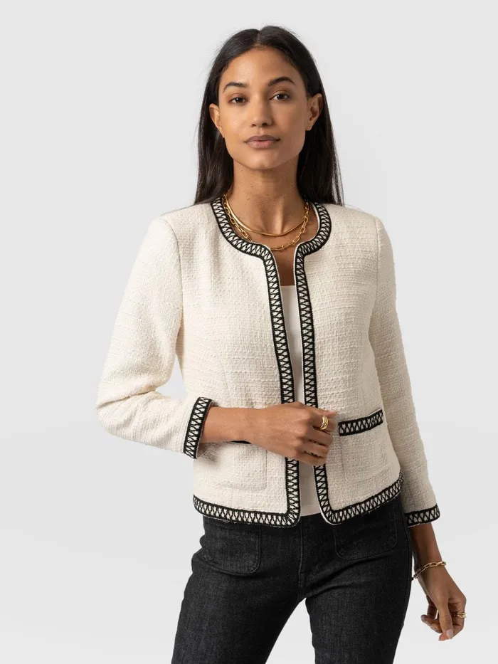 Saint And Sofia Blazers Women Rayner Jacket 8211 CreamBlack Creamblack