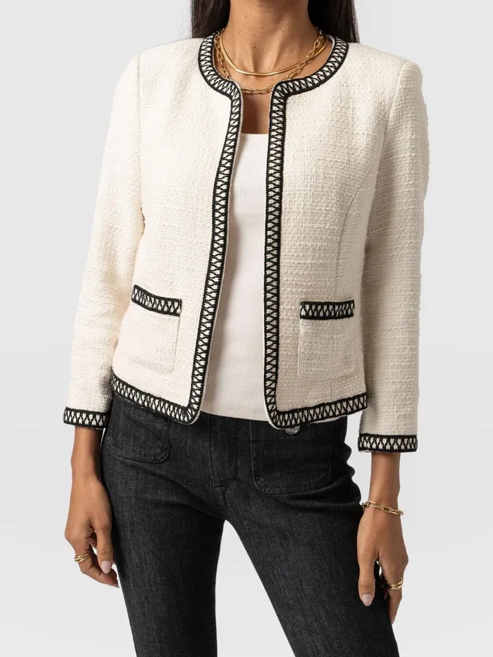 Saint And Sofia Blazers Women Rayner Jacket 8211 CreamBlack Creamblack