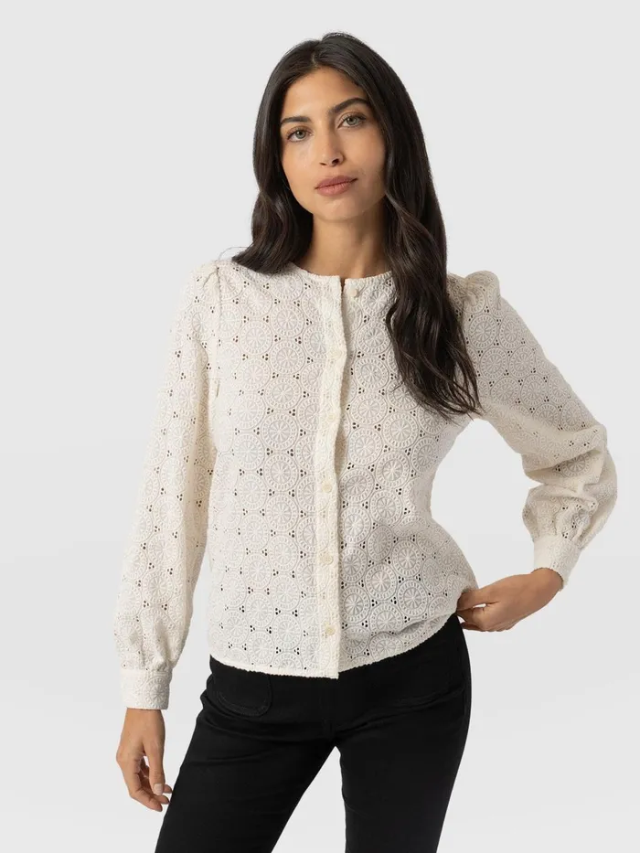 Saint And Sofia Blouses and Shirts Women Tabitha Blouse 8211 Cream Broderie Cream Broderie