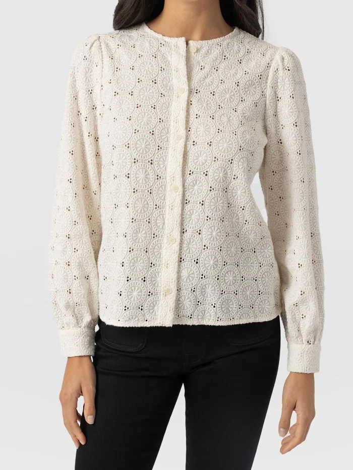 Saint And Sofia Blouses and Shirts Women Tabitha Blouse 8211 Cream Broderie Cream Broderie