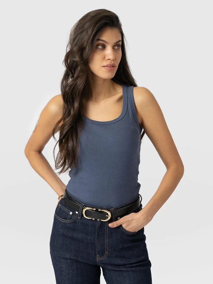 Saint And Sofia Casual Tops Women Asher Scoop Neck Vest 8211 Dusty Blue Dusty Blue