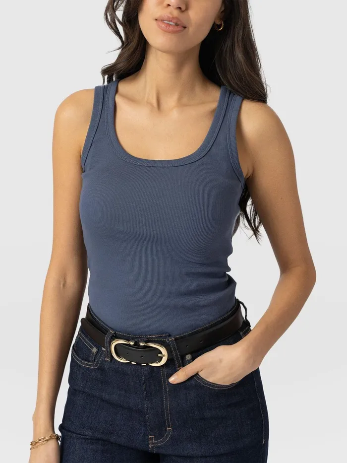 Saint And Sofia Casual Tops Women Asher Scoop Neck Vest 8211 Dusty Blue Dusty Blue