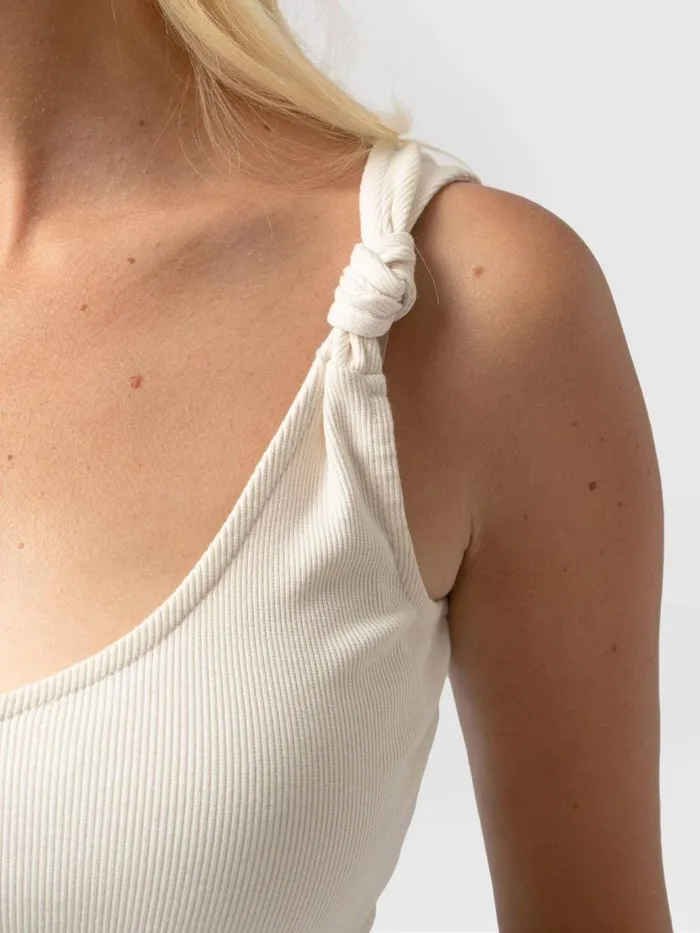 Saint And Sofia Casual Tops Women Knot Vest Rib 8211 Cream Cream