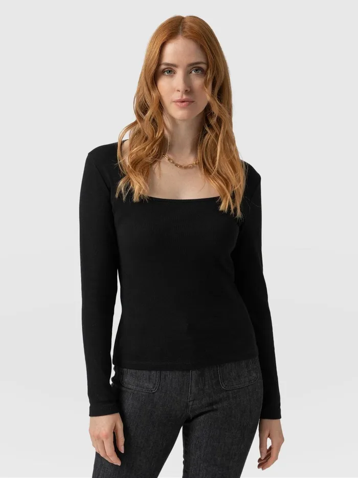 Saint And Sofia Casual Tops Women Sloane Ribbed Top 8211 Black Black
