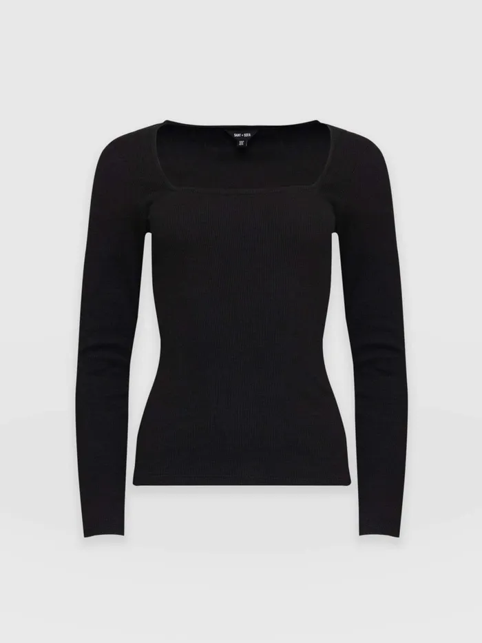 Saint And Sofia Casual Tops Women Sloane Ribbed Top 8211 Black Black