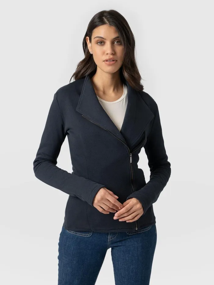 Saint And Sofia Coats and Jackets Women Cotton Biker Jacket 8211 Navy Navy