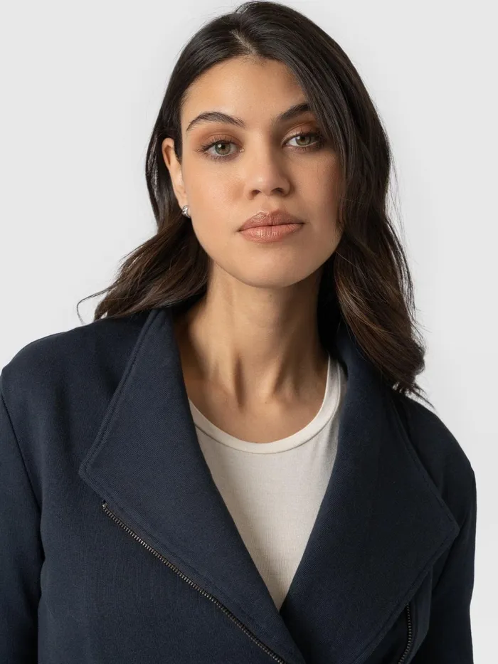 Saint And Sofia Coats and Jackets Women Cotton Biker Jacket 8211 Navy Navy