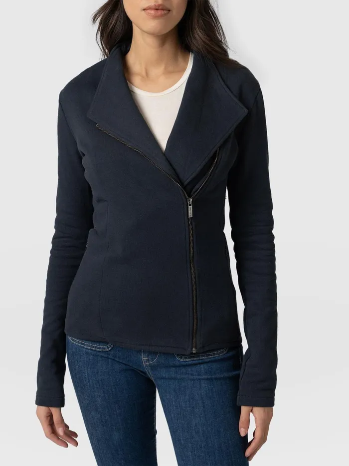 Saint And Sofia Coats and Jackets Women Cotton Biker Jacket 8211 Navy Navy