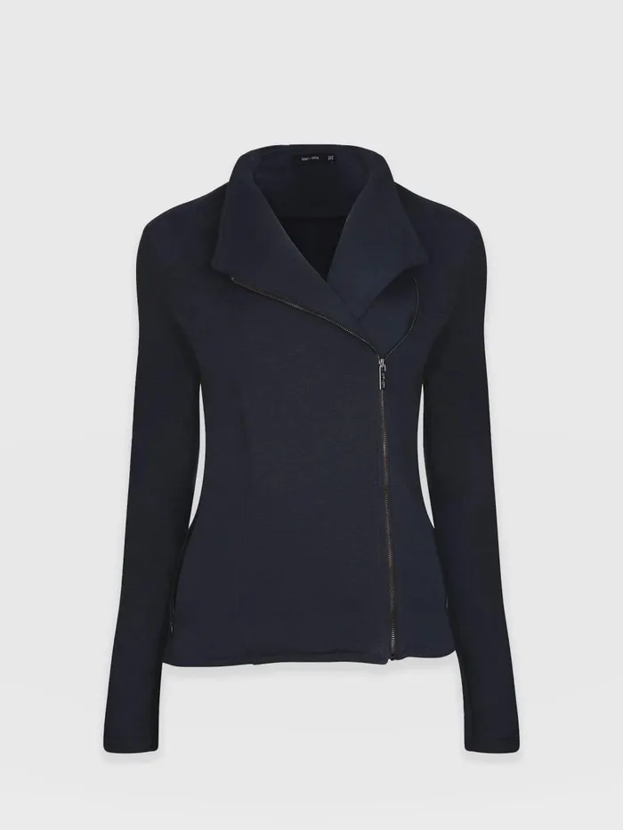 Saint And Sofia Coats and Jackets Women Cotton Biker Jacket 8211 Navy Navy