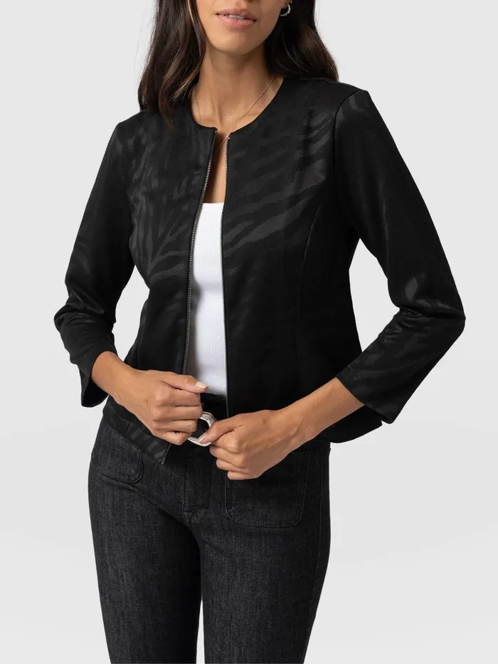 Saint And Sofia Coats and Jackets Women Florence Jacket 8211 Black Zebra Black Zebra
