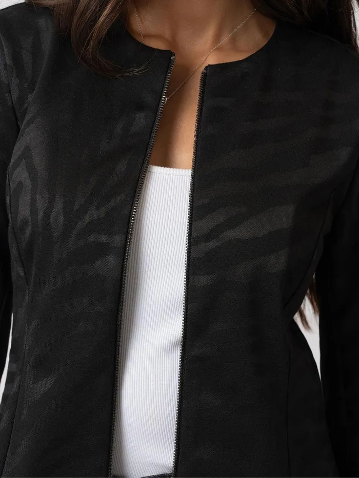 Saint And Sofia Coats and Jackets Women Florence Jacket 8211 Black Zebra Black Zebra