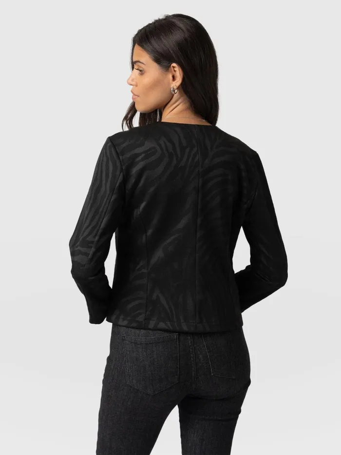 Saint And Sofia Coats and Jackets Women Florence Jacket 8211 Black Zebra Black Zebra