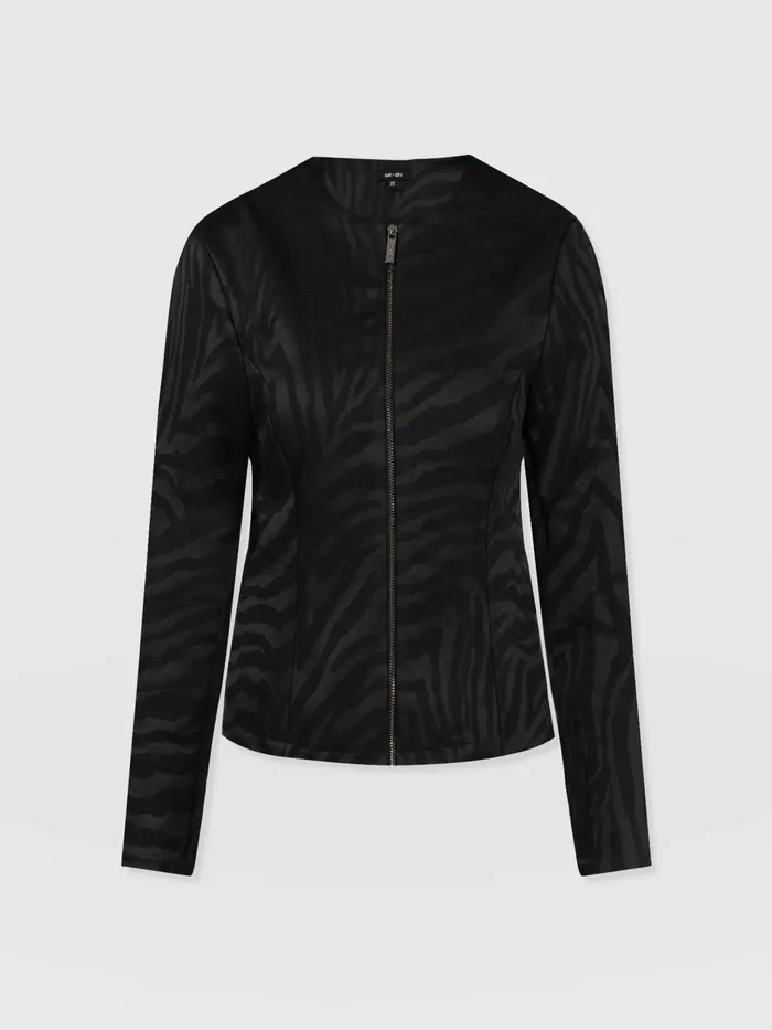 Saint And Sofia Coats and Jackets Women Florence Jacket 8211 Black Zebra Black Zebra