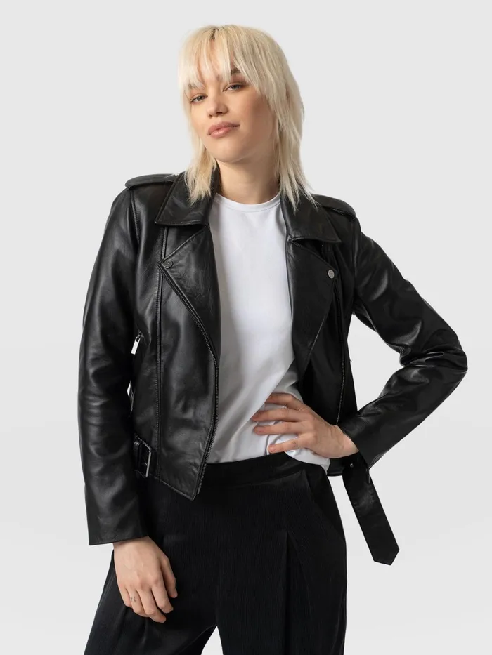 Saint And Sofia Coats and Jackets Women Luther Leather Jacket 8211 Black Black Saint And Sofia Coats and Jackets Women Luther Leather Jacket 8211 Black Black