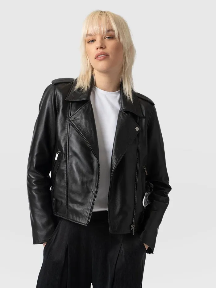 Saint And Sofia Coats and Jackets Women Luther Leather Jacket 8211 Black Black