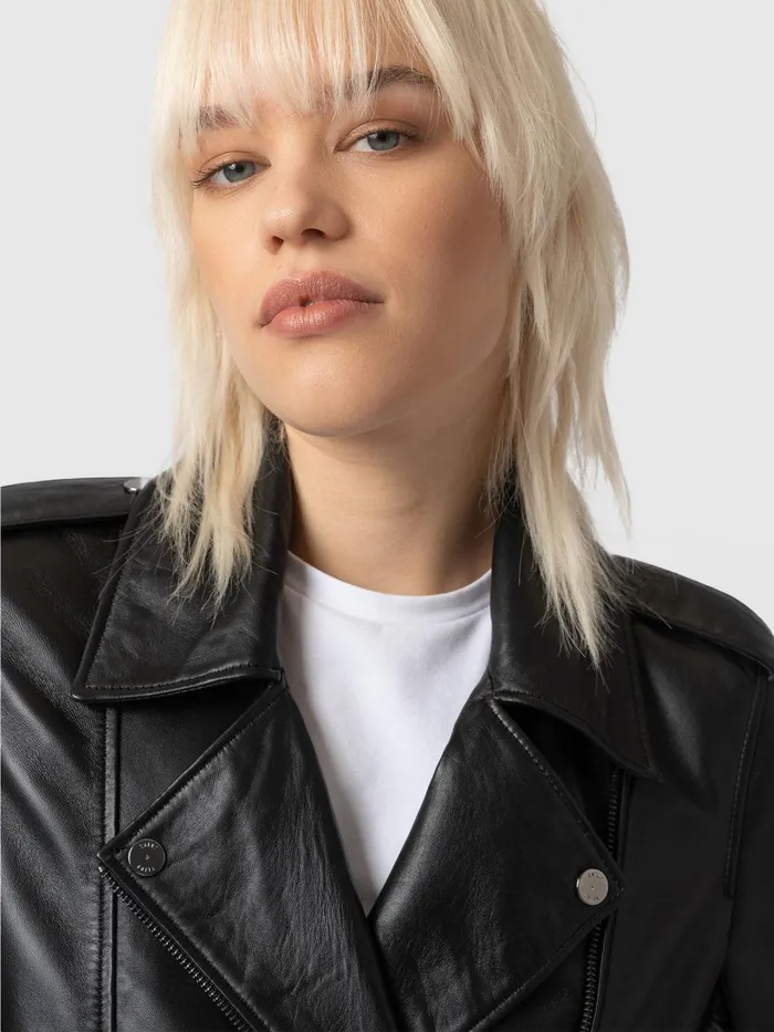 Saint And Sofia Coats and Jackets Women Luther Leather Jacket 8211 Black Black