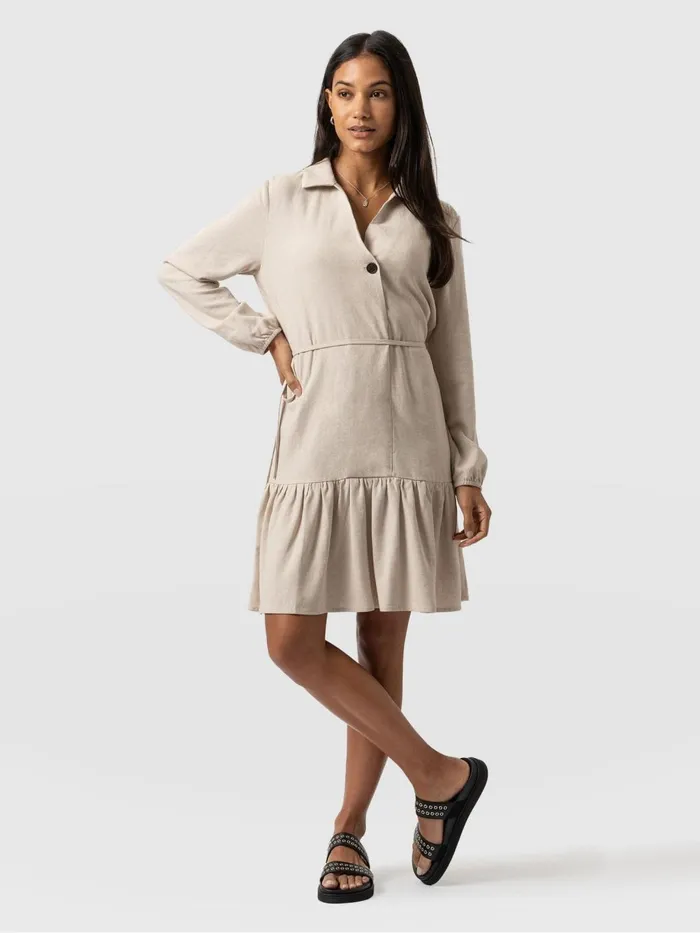 Saint And Sofia Dresses Women Aurelia Mini Linen Dress 8211 Oatmeal Oatmeal