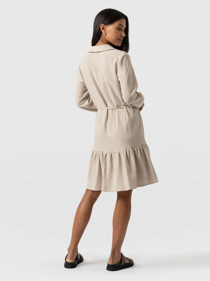Saint And Sofia Dresses Women Aurelia Mini Linen Dress 8211 Oatmeal Oatmeal